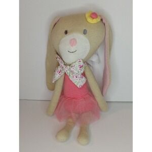 The Peanutshell Harper The Bunny Knit Stuffed Animal Plush 14in Pink Tan 2016